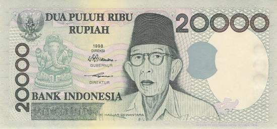 Indonesien 20.000 Rupiah 1998 p138a